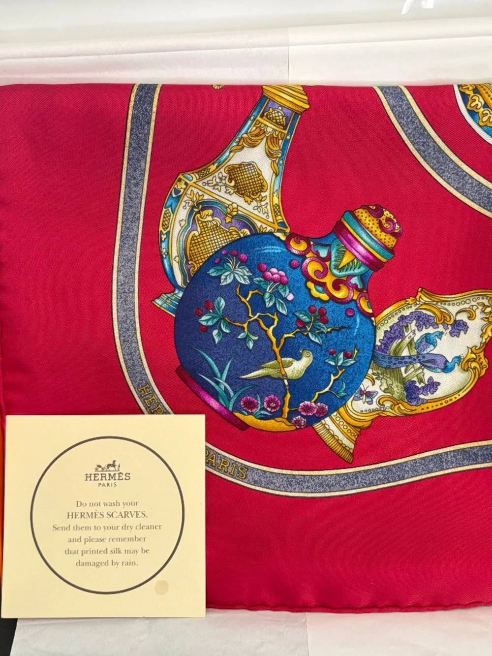 Authentic Hermes Perfume Print Silk Scarf